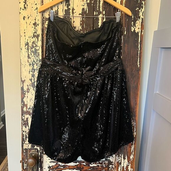 Pretty Little Thing Black Sequin Strapless Romper. Size 12. - Picture 2 of 6